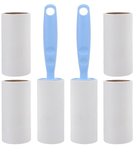 FIXOSHEE Lot de 8 Rouleaux Adhésifs Réutilisables Bleu Rouleau Anti-Poils pour Vêtements et Meubles Outil Portable pour Enlever Poils de Chien Chat et Peluches Rouleau Anti-Peluches