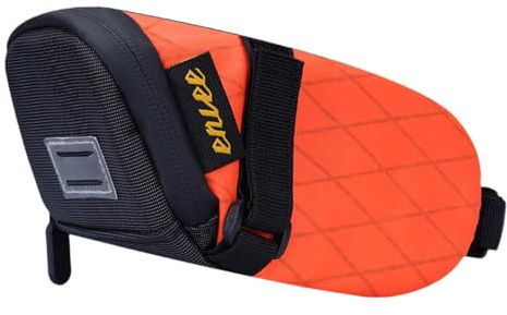 mophrati Kompakte und tragbare reflektierende Fahrradsatteltasche, praktische Gepäckträgertasche für den Gepäckträger, leichte Fahrradtasche für Mountainbikes und Rennräder , Orange , 17 x 10.7 x 8 cm