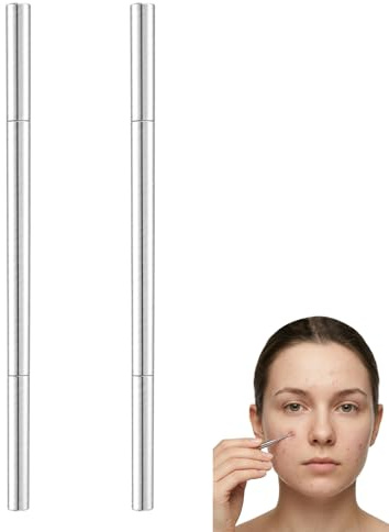 2 Stück Pickel Ausdrücken Werkzeug, Edelstahl Milien Entferner, Silber Lanzettennadel Akne Komedonenquetscher, Remover Tool Milien, Pickelentferner Werkzeug, Mitesserentferner Pickel DrüCken für Hautp
