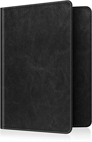 FINTIE Porta Passaporto da Viaggio Portafoglio con Protezione RFID per Carta di Credito ID Documenti Custodia, Vintage Nero