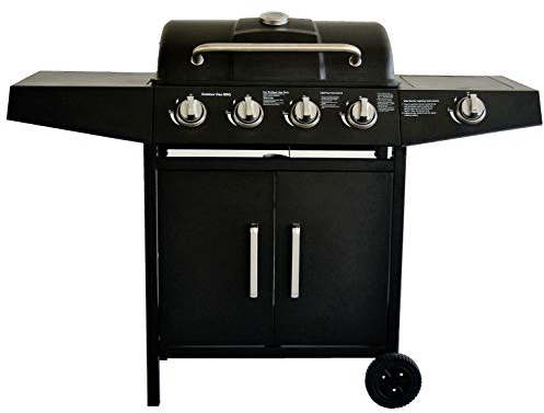 Grill Barbecue a Gas,Compatto con 4+1 Bruciatore,BBQ Gas per Pietre Laviche,con Fornello Laterale,Controlli della Temperatura Indipendenti