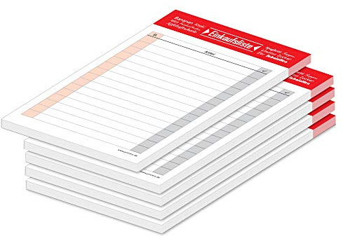 PRICARO Einkaufsliste Typo, magnetisch, rot, A6, 50 Blatt, 5 Stück