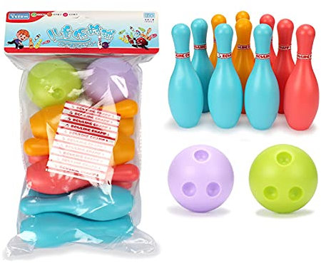 Kinder Bowling Spielzeug Set, Indoor Outdoor Bowling Spiele, einschließlich 10 Bowling Pins und 2 Bälle Frühe pädagogische Indoor Outdoor Spiele Geschenk Kinder Jungen