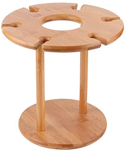 Wooden Wine Glass Rack, Bamboo Wine Drying Rack Countertop, Wine rack countertop,Freestanding Stemware Storage,Wine racks free standing,Glasses stand,Holds Up To 6 glasses and 1 Bottle for Home Bar