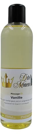 Dufte Momente Massageöl Vanille – 250 ml – auf Paraffinölbasis – warm & sanft – professionelle Massage & Wellness – lange Gleitfähigkeit – Made in Germany