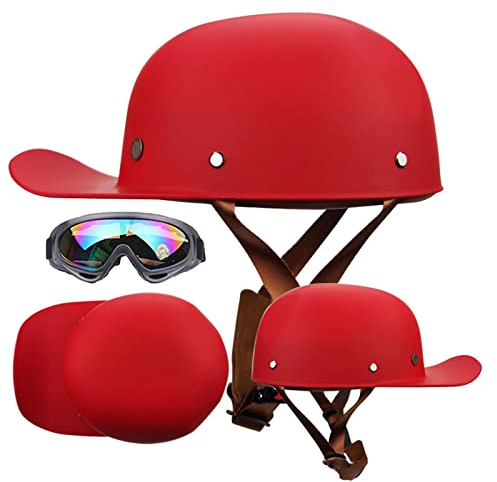 Retro Motorrad Halbhelme Jethelm Männer Frauen ECE-Zertifizierung Motorradhelm Brain Cap Light Baseball Cap Rollerhelm Mopedhelm Pilot Chopper Cruiser Scooter Halbschale Helm(Color:E,Size:L=56-58CM