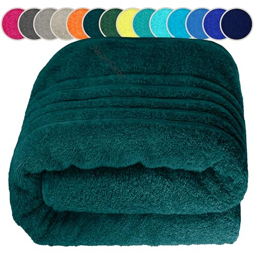 Lashuma Telo mare cotone serie: London, Telo doccia spugna 200x100 xxl, Asciugamano Verde Opale