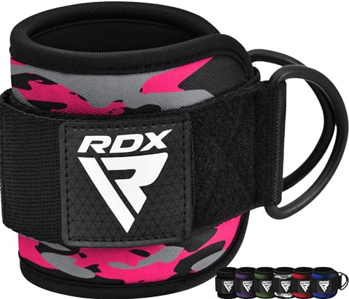 RDX Cavigliere Cavi Palestra, 7MM Neoprene Cinghie per Caviglia Imbottite Polsini Trazioni Esercizi delle Gambe Workout con Doppio D Anello Attaccament, Fitness Regolabile Strap Uomo Donna