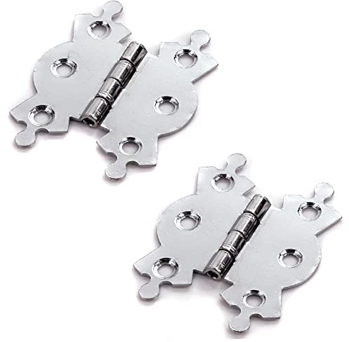 Fancy Polished Chrome Butterfly Butt Hinge 50mm/2 Antique Butterfly Design Fancy Cabinet Door Hinge with Matching Screw Decorative Hinges Door Furniture 5 Pairs (Pack of 10).