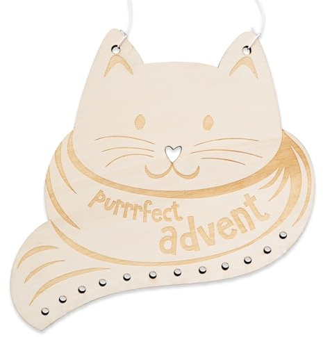 Papierdrachen Katzen Adventskalender Aufhängung für Geschenke - aus Holz - Kalender zum Selbstbasteln - kombinierbar mit Stoffsäckchen und Geschenkpapier - Haustier - Set 5