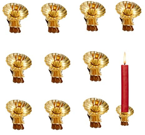 Annewi Weihnachten Metall Kerzenhalter mit Clip, 10 Stück Kerzenständer Clips für Weihnachtsbaum, 360 Grad drehbar, dekorative traditionelle Kerzenständer Clips für Partys, Geburtstag, Weihnachten (A)