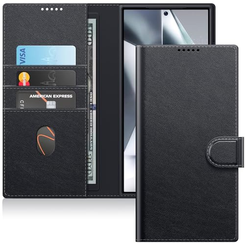 JETech Wallet Case for Samsung Galaxy S24 Ultra 5G, Shockproof PU Leather Magnetic Flip Cover with Card Holder, Stand Feature and Full Camera Protection (Black)