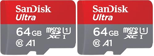 SanDisk 64GB Ultra microSDXC card for Chromebook + SD adapter up to 140 MB/s with A1 App Performance UHS-I Class 10 U1 (Pack of 2)