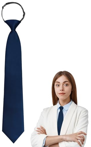 Luckyvestir Damen-Krawatte für Damen, verstellbar, vorgebunden, zum Anklippen, für Damen und Mädchen, 35,6 cm, Schwarz, Marineblau, 14.6 x 2.75 inches