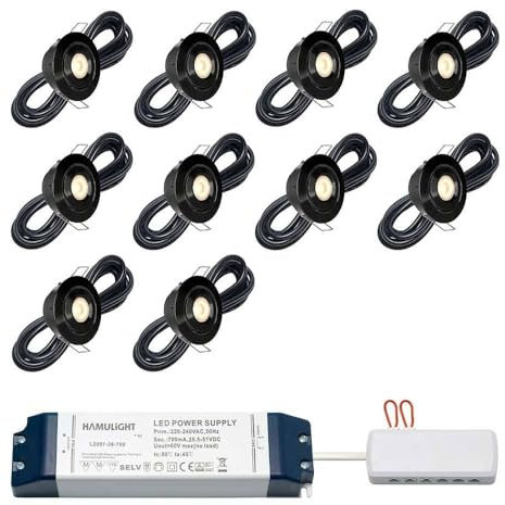 LED Einbaustrahler Toledo Schwarz bas | Einbauleuchten - Deckenstrahler - Einbauspots - Downlight - Terrassendach | 3W / Dimmbar/Schwenkbar / IP44 / Warmweiß | Set mit 10 Stück