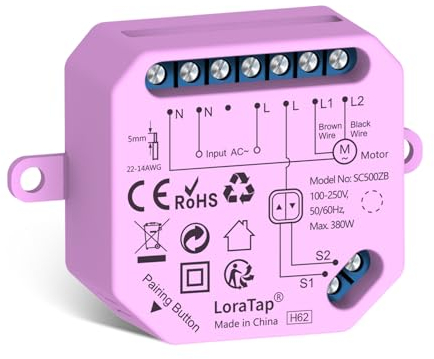 LoraTap ZigBee Roller Shutter Switch: Roller Shutter Actuator for Roller Shutters Blinds Awnings, Smart Home Roller Shutter Control Compatible with Alexa, Requires LoraTap ZigBee Hub, 380 W