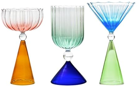 PWSHZ Vasos Cristal Copas de Vino Multicolores, lujosas Copas de Vino Transparentes y Copas de Vino Resistentes al Calor for Acción de Gracias Personaliza (Color : 3 Set)