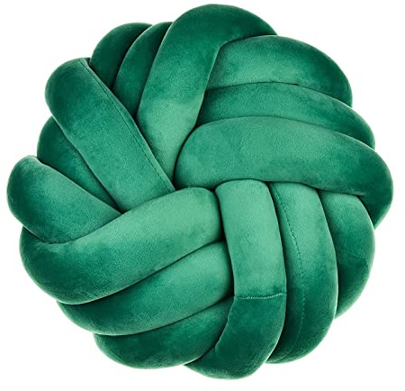 Liemuao Knotenkissen, 35 cm, Knotenkugelkissen, kreativ, handgefertigt, Zopfkissen, für die Dekoration von Sofa, Stuhl, Bett, Auto (dunkelgrün)