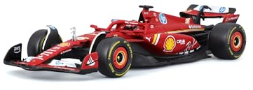 Bburago - Ferrari SF-24#16 Charles Leclerc Imola GP 2024, échelle 1:43, modèle réduit Diecast avec Casque et vitrine, détails réalistes, Licence Officielle Ferrari, âge 14+