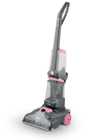 Swan SC17321QOC TV’s Queen of Clean Carpet Washer with Vibrating Wide Bristle Bar, Extension Hose and 250ml Carpet Cleaner Solution, 2.1L, Pink