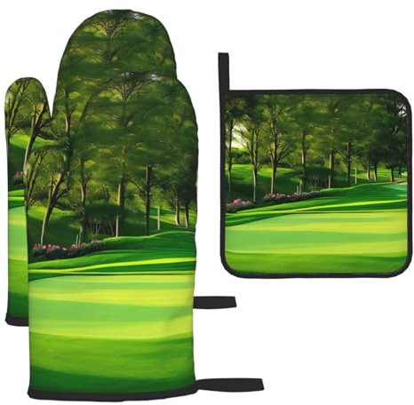 YYHHAOFA Lot de 3 gants de cuisine imperméables et durables pour four et manique pour isolation thermique et terrain de golf