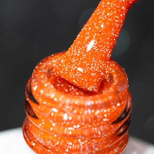 BURANO UV Glitzer Nagellack, 7.3ml Reflective Nagel Gel UV lack, Herbst Orange Nägel Nagellack Led Holographisch Gel Polish Curing Need S4