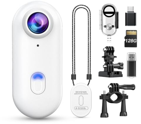 Losfom Action Camera Z10 4K, 128 GB, con custodia impermeabile, clip magnetica e accessori per montaggio rapido, piccola videocamera per ciclismo, immersioni, viaggi e avventure all'aria aperta