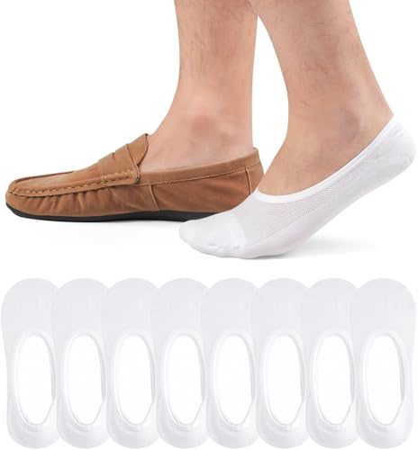 Caldodo Sneaker Socken Herren 43-46 Füßlinge 8Paar, Sneakersocken Baumwolle Herrensocken Atmungsaktiv, No Show Socken Unsichtbar im Schuh, Weiß