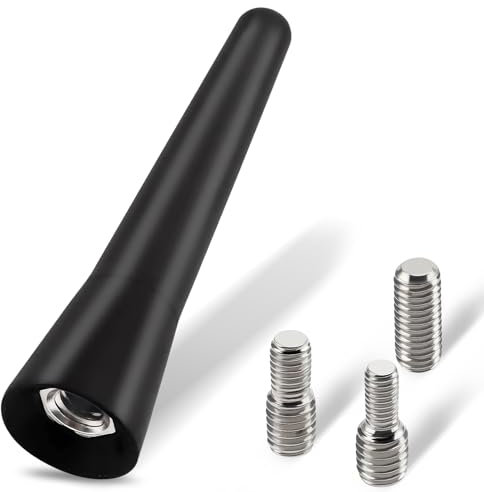 Yesimola Antenne Voiture Courte 6.5CM, Tige d'antenne de Voiture Universelle pour Réception Radio FM/AM, Mini Antenne Radio Voiture avec Réception avec 3 Vis M4/M5/M6
