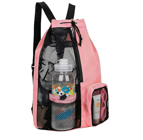 Waterproof Swim Bag, Breathable Mesh Drawstring Bags with Dual Wet/Dry Compartments for Swim Gear, Towels, Goggles & Shoes – Lightweight, Quick-Dry Sports Bag for Pool, Beach, Gym & Travel