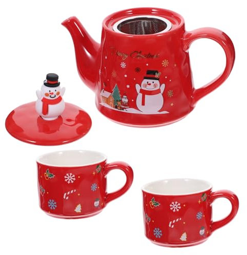 PRETYZOOM Tè in Ceramica Tema Natale Teiera Decorativa per Uso Domestico Set di Tazze e Teiere Natalizie Bollitore per Tè per Feste di Natale