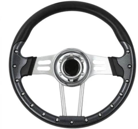 Volante Sportivo,Volante Auto Volante universale for auto d'epoca da corsa in carbonio PU da 14 pollici e 345 mm(Carbon Fibre Grain)