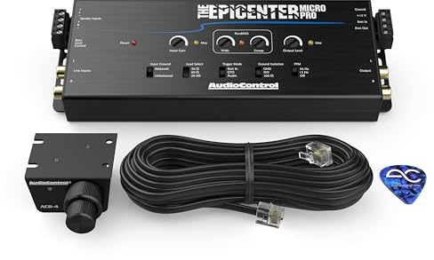 AudioControl The Epicenter Micro Pro Digitaler Basswiederherstellungsprozessor & Line-Ausgangskonverter, Auto-Audio-Bass-Booster-Maximizer mit ACR-4-Fernbedienung | Eingebauter Linientreiber und Line-Ausgangskonverter, Bass-Booster-Verstärker für Auto-Audiosysteme, Fernbedienung