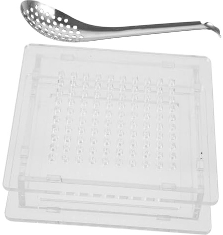 FUNNETOYU Caja Para Hacer Caviar De 100 Agujeros Dispensador De Caviar Acero Inoxidable Herramientas De Gastronomía Molecular Kit De Cocina Uso Restaurantes Incluye Cuchara