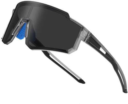 DUCO Polariserade sportsolglasögon för män och kvinnor, UV400 skydd, baseboll, cykling, löpning, fiske, solglasögon, DC0068, Transparent grå ram grå lins