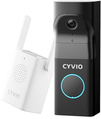 CYVIO Doorbell Camera Wireless, 5MP Video Doorbell with Base Station, Head to Toe Wide Video View, Battery/Wired Option, Package Monitor, 2-Way Talk, Human Detection, 2.4/5 GHz WiFi, No Subscription