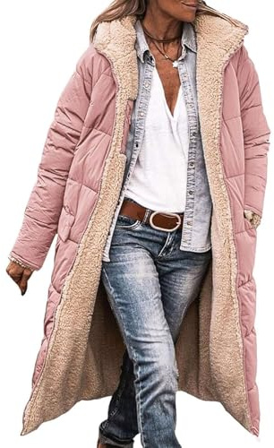 Genérico Plumas Chaqueta Mujer Ligeros Largos Abrigos Acolchada Plumífero Ultraligera Invierno Jacket con Capucha Ligera Manga Larga Chaquetas Puffer Coat amaño Grande Viento Parker Grueso (17,XXL)