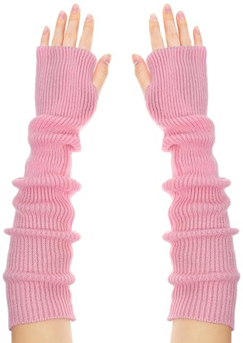 Styquenzer Rosa Armstulpen Damen Lange Fingerless Gloves Weiche Arm Warmers Winter Arm Sleeve Armwärmer Gestrickte Arms Stulpen Fingerlose Handschuhe Hand Warmers, für Damen Mädchen