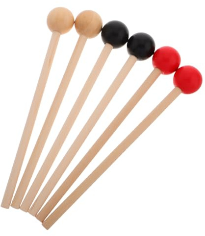 VANZACK 3 Paar Holz Schlagzeugstöcke für Xylophon und Marimba Ergonomische Holzschlägel Leichte Percussion Schlägel für Erwachsene