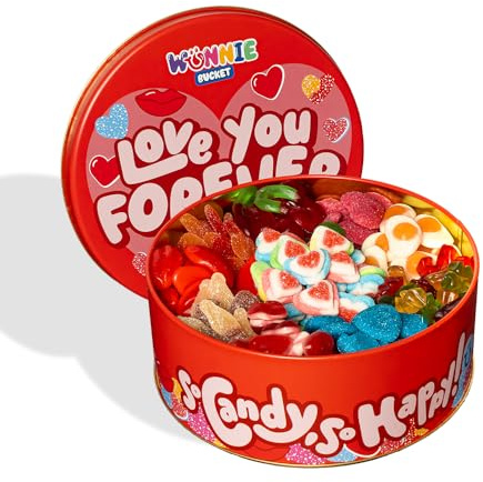 Wunnie bucket by American Uncle – Idea Regalo San Valentino per lei o per lui, fidanzato o fidanzata, regalo anniversario – Latta caramelle San Valentino da 2kg