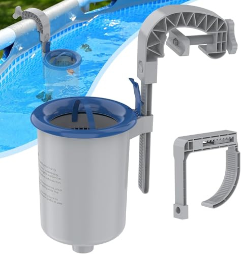 Above Ground Pool Skimmer with Skimmer Socks, Floating Pool Surface Skimmer Basket for Above Ground Pool, Compatible with Intex Inflatable Pools, Efficiently Removes Leaves Debris