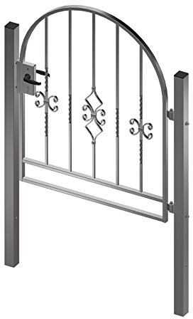 Gartentor Komplett Set Metalltor Gartentür Pforte Hoftür inkl. Pfosten (Rundbogen)