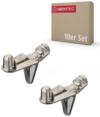 Gedotec Fachbodenträger Holz-Boden Winkel-Regal-Bodenträger Ø 5 mm Regalstütze für Möbel - FIX PRO | Regalboden-Träger Stahl vernickelt | Stift mit Steckzapfen | 10 Stück - Regalstift zum Einstecken