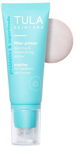 TULA Skin Care Face Filter Blurring and Moisturizing Primer - Sunrise, Evens the Appearance of Skin Tone & Redness, Hydrates & Improves Makeup Wear, 1fl oz