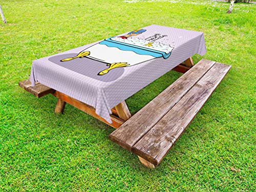 ABAKUHAUS Comics Outdoor-Tischdecke, Superheld Schaumbad, dekorative waschbare Picknick-Tischdecke, 145 x 210 cm, Mehrfarbig