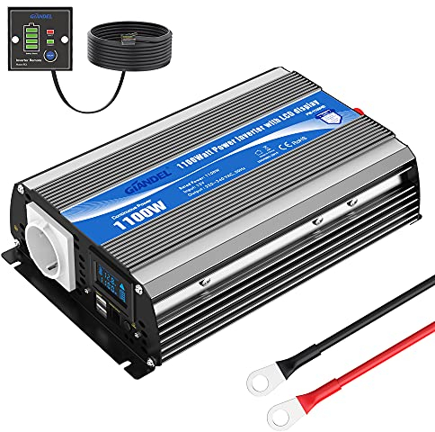 GIANDEL 1100W Modifizierter Sinus Wechselrichter 12V auf 230V Spannungswandler Kompatibel mit LiFePO4 Power Inverter 1000W mit LCD-Bildschirm & Fernbedienung für Wohnmobil Camping Wohnwagen
