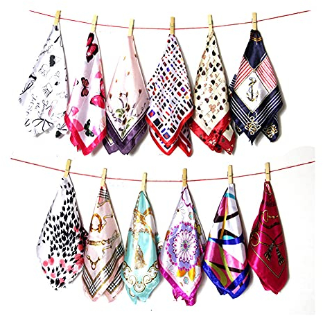 Upstore - Pañuelo cuadrado para mujer, 10 unidades, diseño cuadrado, estampado de satén de seda, para el cabello, diadema, pañuelo cuadrado, bufanda de cabeza, 50 x 50 cm (color aleatorio)