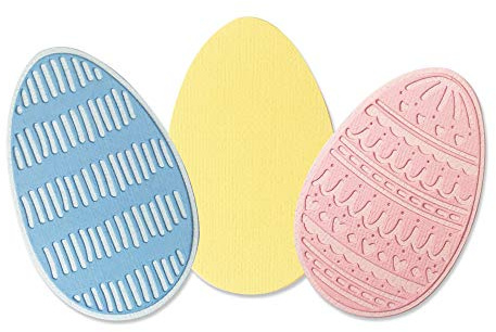 Sizzix Thinlits Stanzschablone 665075 Deko Eier von Jennifer Ogborn 3er Pack Cutting Dies, Kunststoff Papier, Multicolore, Einheitsgröße