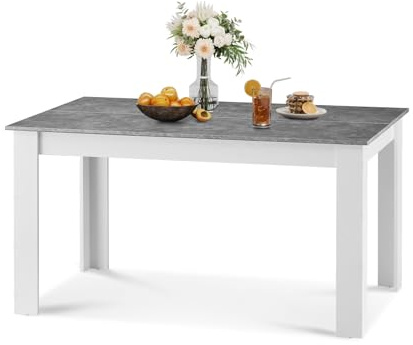 TUKAILAi Wooden Dining Table 140 × 90 cm Rectangular Kitchen Breakfast Table with L-shaped Legs, Modern Living Room 4-6 Seater Dining Room Table Furniture