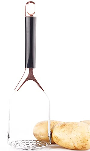 Felenny Presse-Purée Presse-Purée En Acier Inoxydable avec Anti-Brûlure Poignée Non-Pliable Construction Approprié pour Écraser Les Pommes de Terre Tomates Patates Douces Citrouille